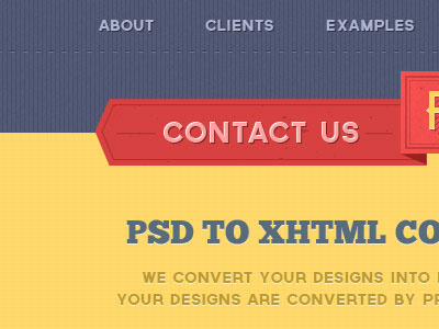 psd2html clean converter html psd psd2html red ribbon simple ui website yellow
