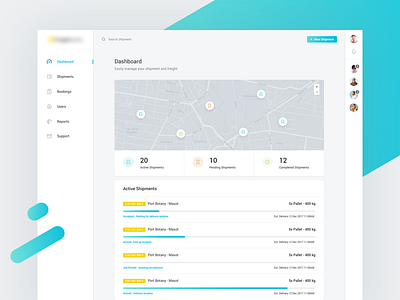 Track Shipments admin dashboard design interface map progress shipment track ui user ux visual