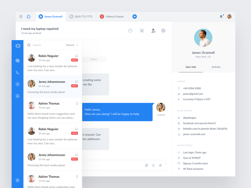 Customer messaging app by Paresh Khatri on Dribbble