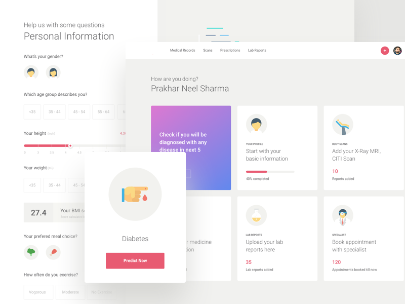Predict Disease Web App design form health medical illustration icons icon interface user ux ui web