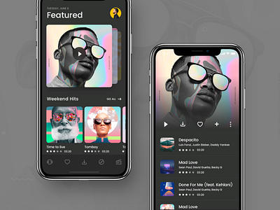 Let the music play app cards cover dark ios iphone iphonx music profile x