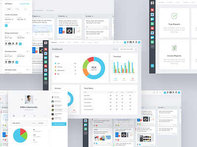 Managly is Online admin cards dashboard interface management project time tool tracking ui user ux