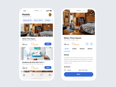 Hotel Booking App app booking cards details filter hotel ios iphonex listing