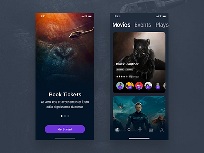 Movieticks - Stories as Reviews booking cards icons interface listing movies scroll stories tickets video