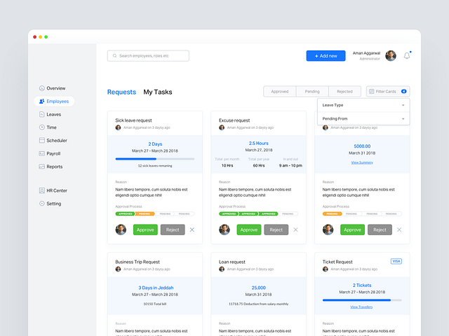 Manage Leave Requests by Paresh Khatri on Dribbble