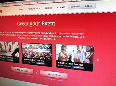 Upcoming event site banner clean design event homepage management simple website