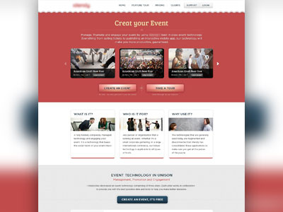 Completed Homepage clean design event events homepage host in log sign simple up website