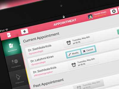 Appointment application appointment cancel create dashboard design gui hospital ipad modify patient ui us