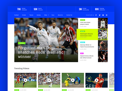 Sports News banner football homepage listing news sport sport news ui ux design uidesign website concept