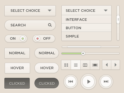 Transparent Ui Kit bar buttons clean down drop kit player scroll settings simple slider toggle ui