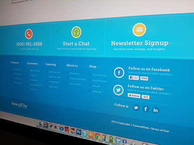 Footer clean facebook footer homepage newsletter signup simple twitter