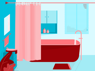 My bathroom bathroom blue illustration pink