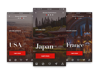 Travel Explorations app countries travel ui