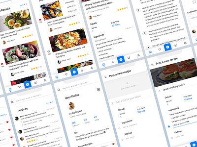 Recipe App app food illustrator posts recipe search sketch ui ux