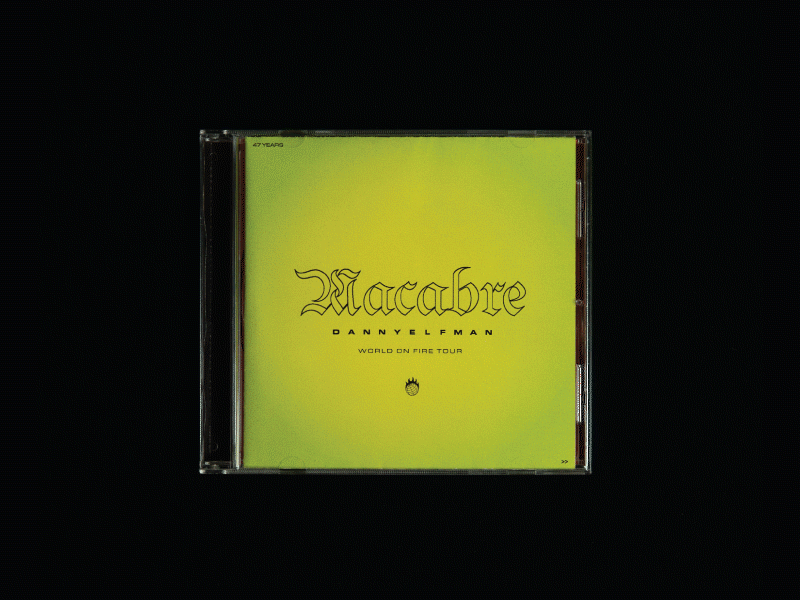 Macabre Compact Disc macabre icon typography black letter blackletter fire world devil danny elfman oingo boingo album covers album cover album cd cover cd compact disc
