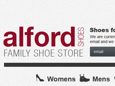 Alford Shoes landing page clean ecommerce shoes sleek web design