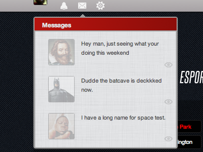 Messages popup esports interface design ui