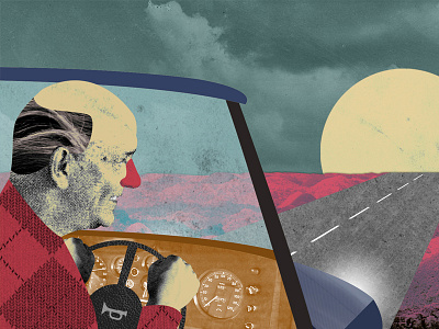 Globe & Mail - Older Driver collage commission driving character editorial illustrations