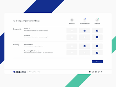 Company privacy settings minimal privacy settings ui ux web