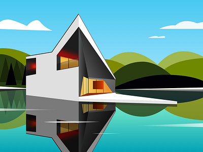 Beautiful landscapes and buildings design illustration