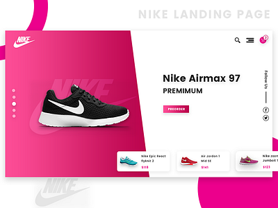 Nike landing page branding design desktop icon identity illustration landing page nike shoes typography ui ux web website