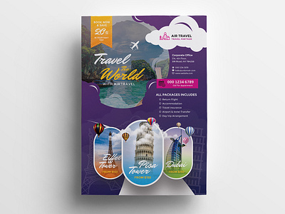 Travel Holiday Flyer advertisement agency beach booking business company flight flyer holiday holiday flyer hotel