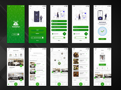 Food Fly - Food Store iOS UI App Kit android android app application delivery ui kit design ecommerce flat chat app flat ui mobile food delivery foodpanda material