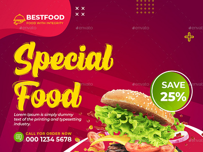 Food Restaurant Instagram Banner banner banners blog blogger burger dinner discount facebook fast food fb followers food insta instagram instagram post instagram post template instagram template instapost italian