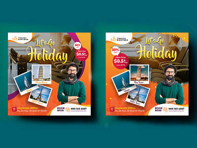 Travel Holiday Social Media Banner Template swimmer