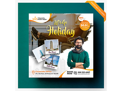 Travel Holiday Social Media Banner Template adventure banner beach business celebration entertainment fresh fun holiday instagram instagram banner instagram post