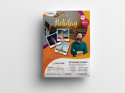 Travel & Vacation Flyer Template adventure advertisement agency beach booking business company flight flyer holiday holiday flyer hotel