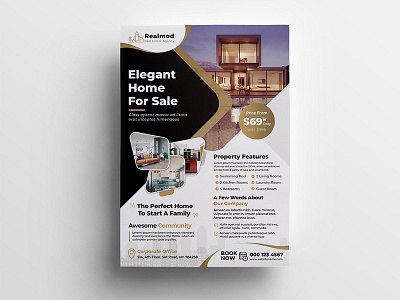 Real Estate Flyer advertisement advertising agency agent broker commercial flyer home house leaflet lease loan