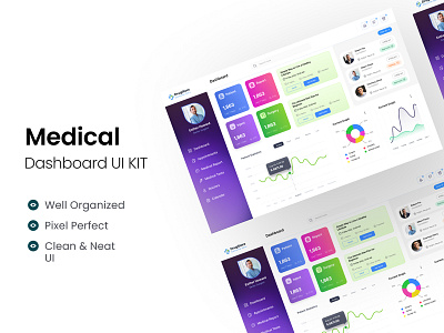Medical Dashboard UI Design Template admin app charts crmgraphics dashboard kit medical panel statistics task ui ux