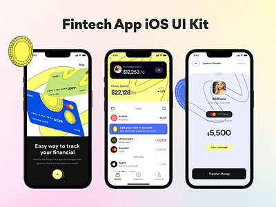 Finance Mobile App UI Kit bank crypto cryptocurrency currency digital money e wallet exchange finance money money transfer payment startup