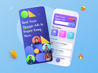 Job Finder Mobile UI Kit Template app app ui kit dark mode employee figma job app job find job finder job portal job post job search recruiter