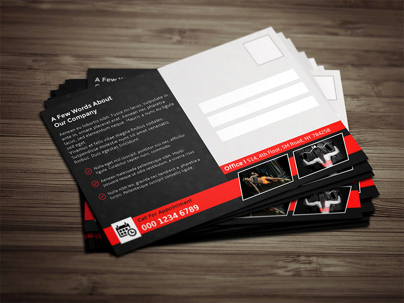 GYM Fitness Postcard event. workout fitness gym health marketing marketing postcard material mortgage offline marketing postal cards postcard print print ready promotion simple sport sports studio trainer training