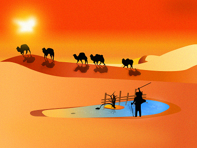 Desert blue desert illustration people travel