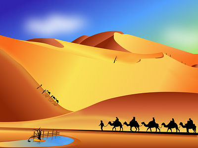 Custom Preset 2 blue desert illustration people travel