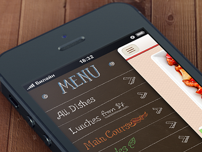 Kim's menu app delivery hand lettering iphone