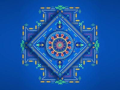 Caisson pattern blue colour pattern poster texture