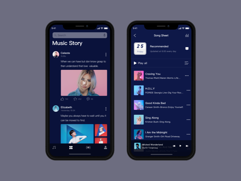 Continue with the music app tidy player music dark colouring clean and