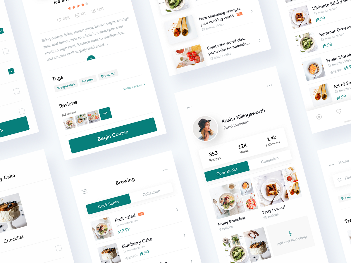 Recipe App Design - Combination by Jack W. for Queble on Dribbble