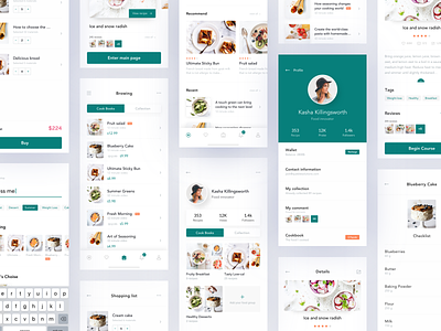 Recipe App Design - Milestone Checkpoint app branding clean cookbook cooking cooking app design interface profile queble recipe app social ui ux