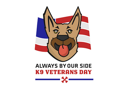 K9 Veterans Day badge design flat icon illustration vector