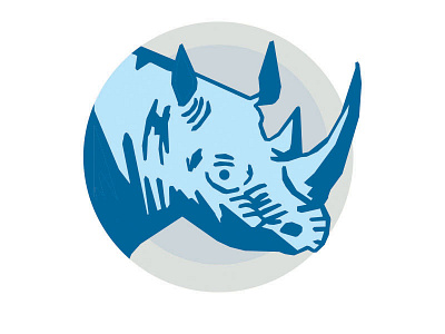 Blue Rhino blue cool identity insurance logo rhino woodcut