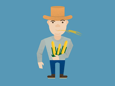 Farmerbob bob character corn farmer flat ui ux vector