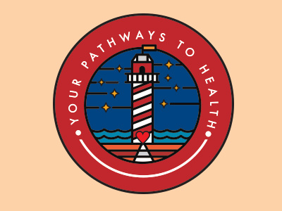 Your Pathways to Health badge branding design health heart lighthouse logo