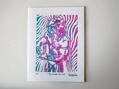 Ultimate Warrior illustration lincocut printmaking ultimatewarrior wrestling wwe