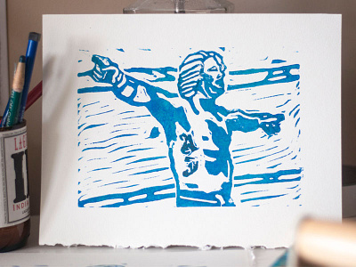 Phenomenal ajstyles linocut printmaking woodblock wrestling wwe