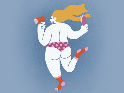 Getting ready blonde butt character flat happy illustration photoshop shower